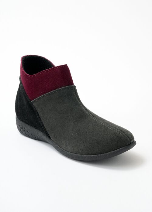 Boots zippées largeur confort cuir velours