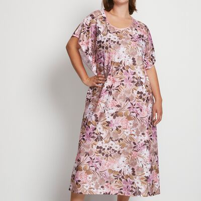 Printed satin knit hostess dress