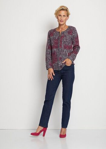 Gilet zippé mi-long jacquard léopard 5