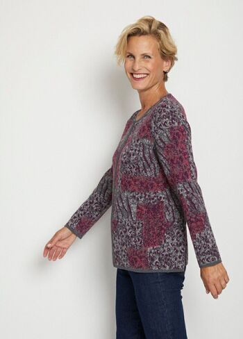 Gilet zippé mi-long jacquard léopard 6