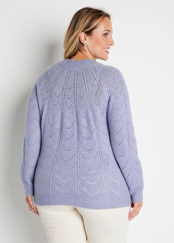 Pull maille chinée ajourée col rond 2