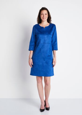 Robe ample courte en tissu suédé uni 1