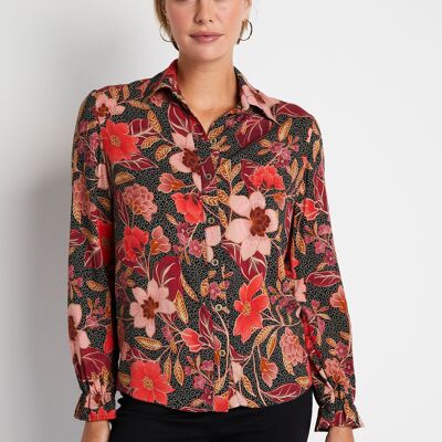 Long sleeve floral pattern blouse