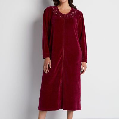 Long embroidered velvet dressing gown