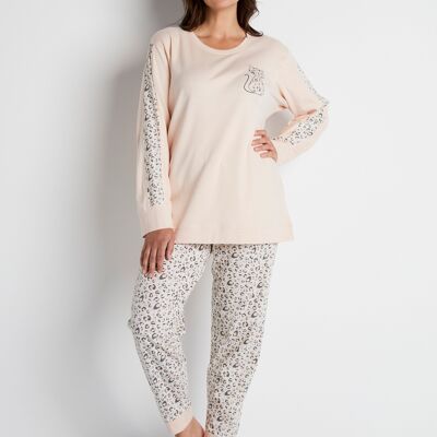 Long-sleeved cotton interlock pajamas