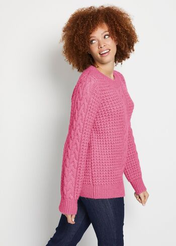 Pull col rond maille reliefée moelleuse 5