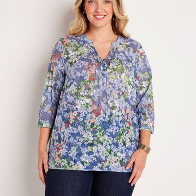 Loose floral 3/4 sleeve tunic