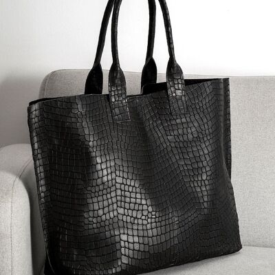 Maxi borsa grande in pelle nera