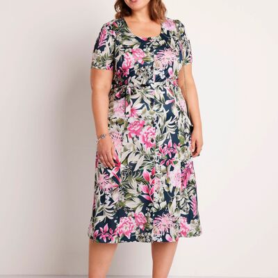 Printed mid-length buttoned dress
