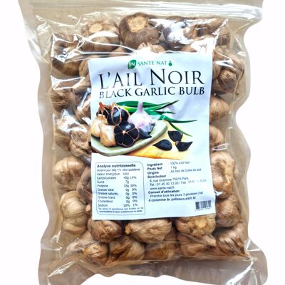 Aglio nero fermentato coreano (1 kg) [Naturale | Antiossidante | Vegano | Efficace contro colesterolo e pressione sanguigna | Premium] autenticità di Santé Nat.