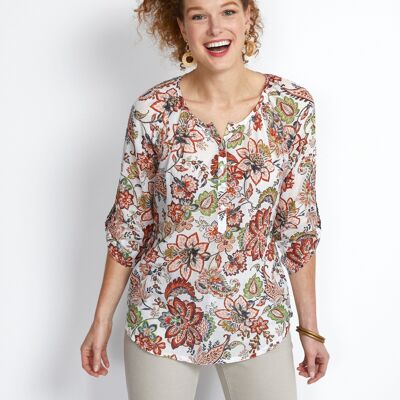 Buttoned paisley print tunic