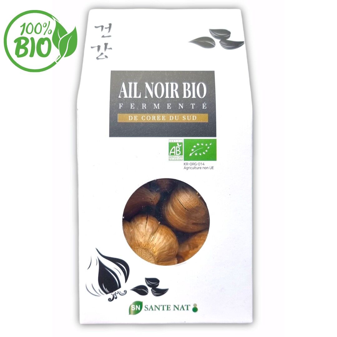 Aglio nero fermentato biologico coreano (5 teste, 115 g) [Naturale | Antiossidante | Vegano | Efficace contro colesterolo e pressione sanguigna | Premium] autenticità di Santé Nat.