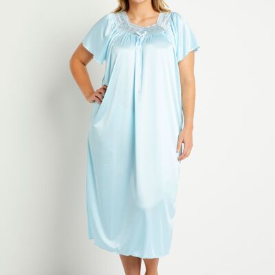 Long satin anti-static lace nightgown