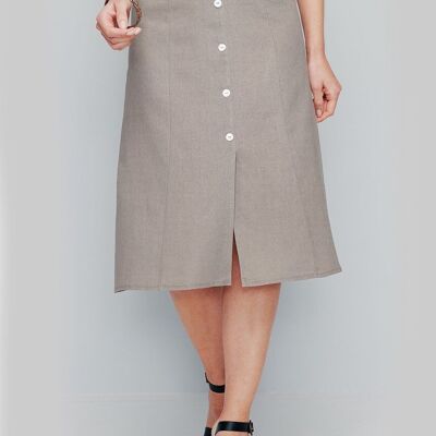 Linen and viscose paneled skirt