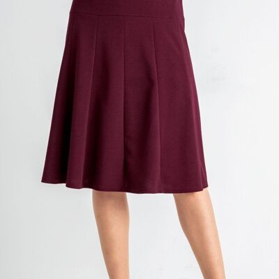 Plain mid-length flared skirt with elasticated waist