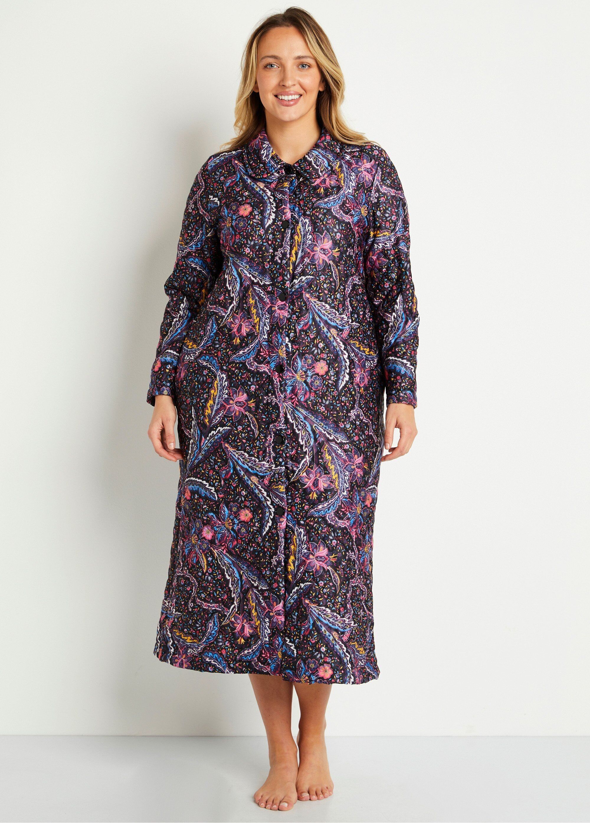 Accappatoio stampato trapuntato con bottoni