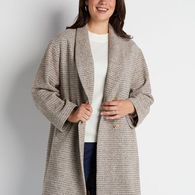 Manteau aspect chevrons mi-long