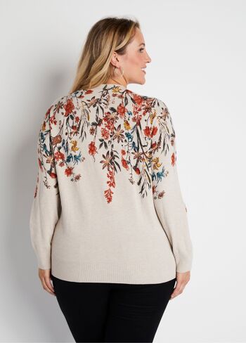 Pull imprimé avec strass col montant 2