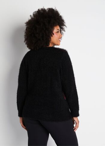 Pull jacquard maille poilue col rond 2