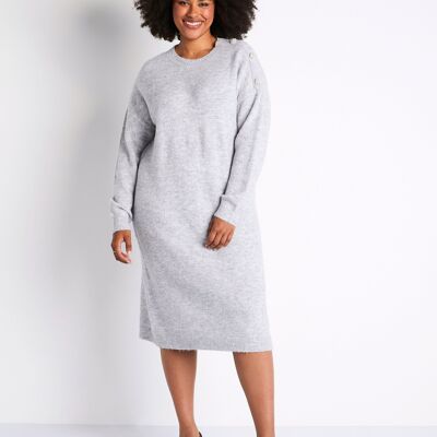 Short heathered jersey knit sweater dress