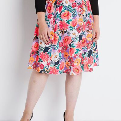 Short flared floral print skirt