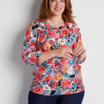 Floral print mid-length loose tunic