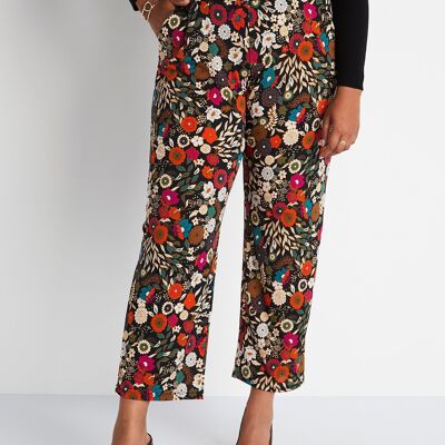 Semi-elasticated wide-leg pants with normal waist
