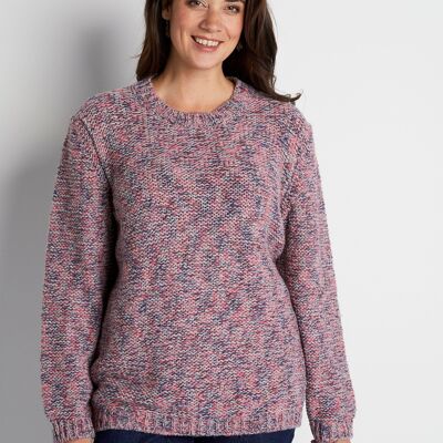 Round neck mouliné sweater with wool and alpaca