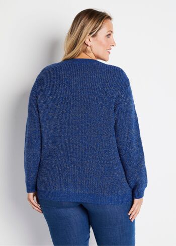 Pull col rond maille perlée avec laine 2