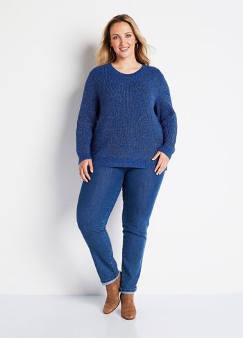 Pull col rond maille perlée avec laine 5