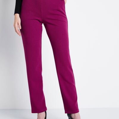 Straight pants with elasticated waist and crepe knit