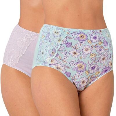 High-waisted cotton briefs - pack of 2