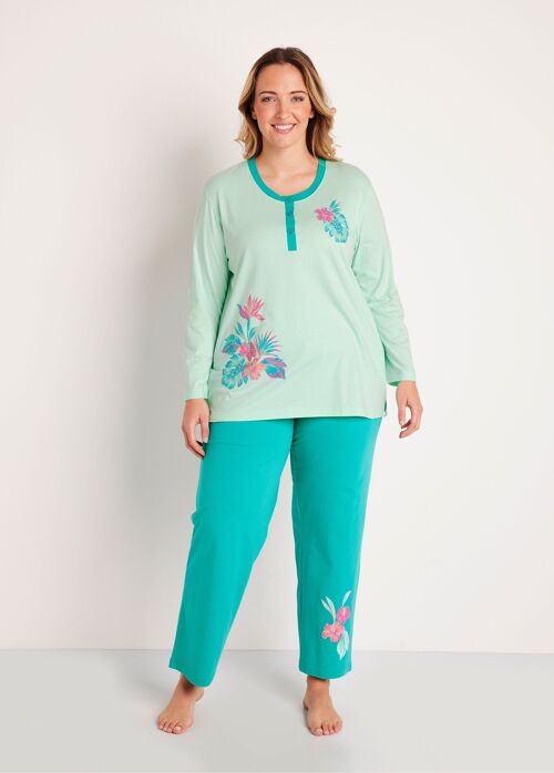 Pyjama boutonné coton motif exotique