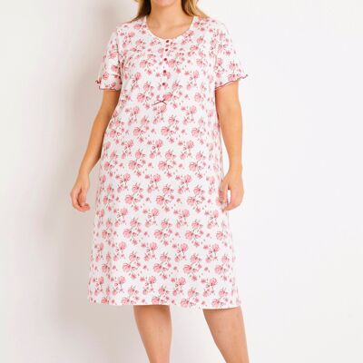 Short-sleeved floral nightgown