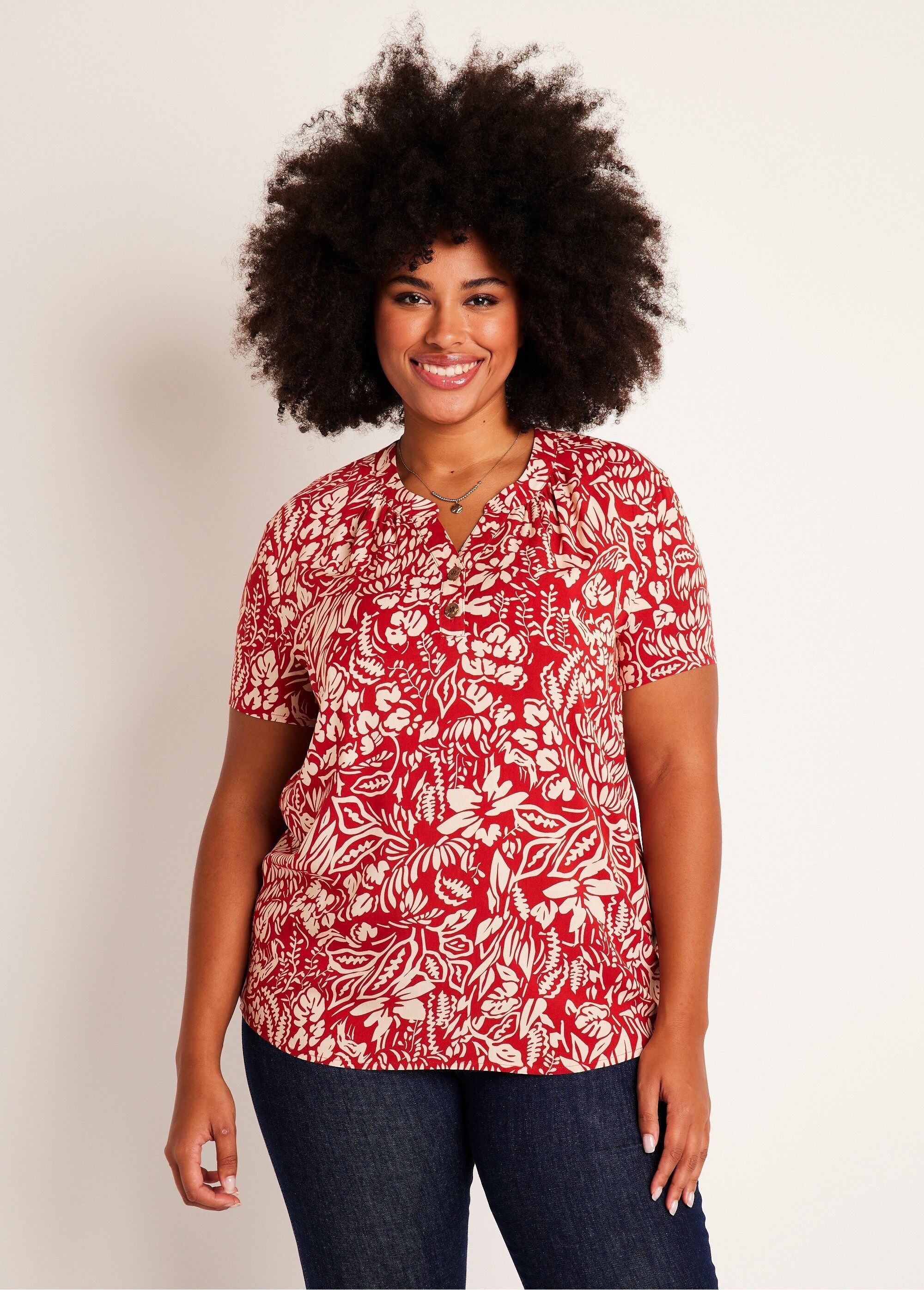 Long flared floral or plain tunic