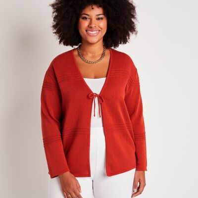 Short edge-to-edge cardigan with long sleeves
