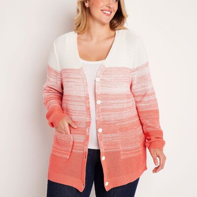 Long buttoned V-neck cotton cardigan
