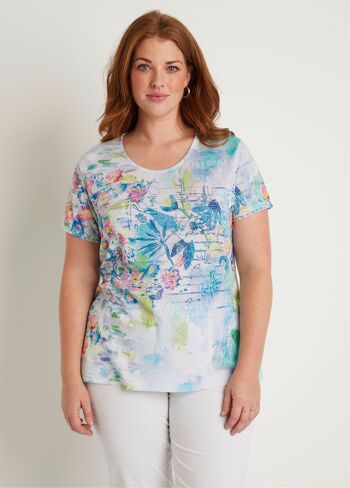 T-shirt court floral graphique 1