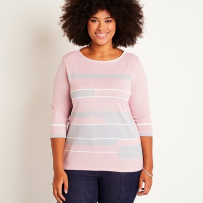 3/4 sleeve boat neck sweater