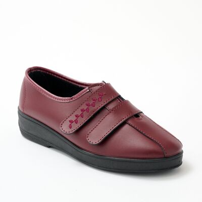 Wide-width embroidered leather Velcro derbies