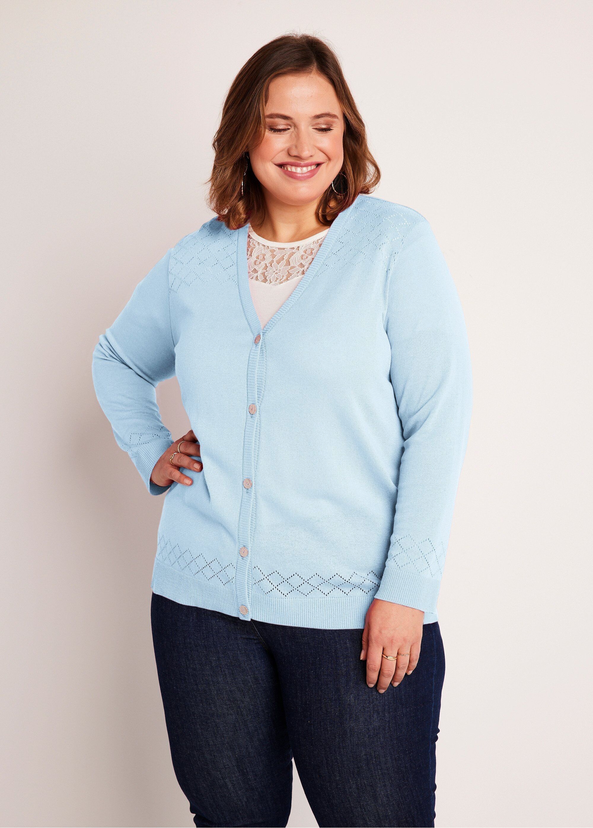 Cardigan traforato con bottoni sottili