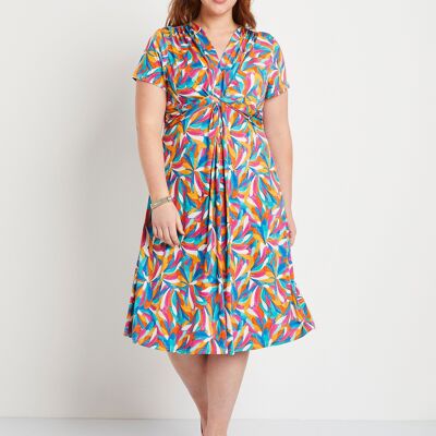 Short flared floral graphic dress