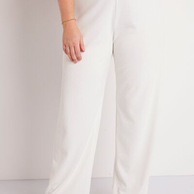 Wide plain pants with semi-elasticated waist