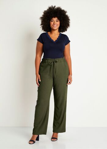 Pantalon large taille élastiquée maille 4