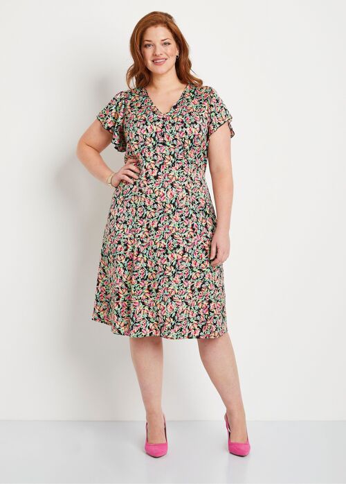 Robe courte volantée imprimé floral