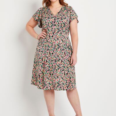 Robe courte volantée imprimé floral