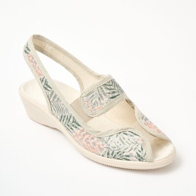 Comfort width printed wedge sandals