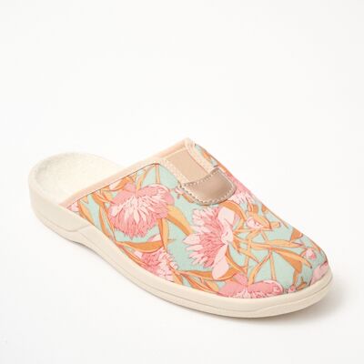 Wide floral mule slippers