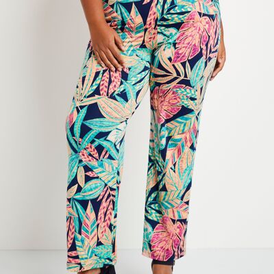 Pantaloni con cintura elasticizzata a foglia larga