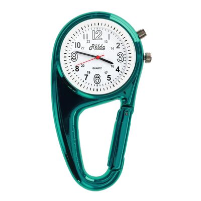 Relda Clip On Doctors Nurses Unisex Carabiner Backlight Pocket Fob Watch Metalic Green REL113